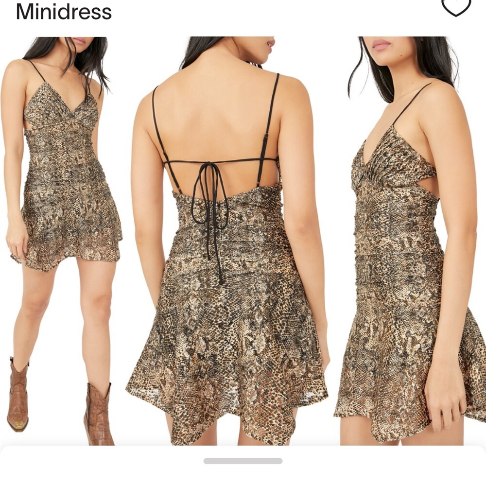 Free People Sierra Snake Print Lace Minidress size 4